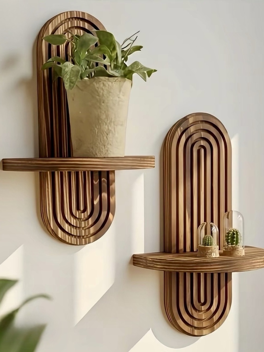 NWOT- Set of 2 Wooden Arched Wall Shelves Boho Home Decor